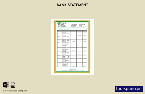 listo para imprimir plantilla de Excel de extracto bancario de Crelan en Bélgica